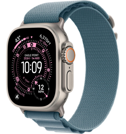 Apple Watch Ultra 3 (2025) 49mm Natural Titanium Case with Light Blue Alpine Loop - Large (GPS + Cellular)