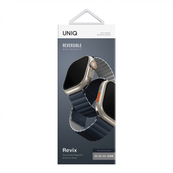 Ремешок Uniq для Apple Watch 42-49 mm Revix Reversible Magnetic Storm Blue/Grey