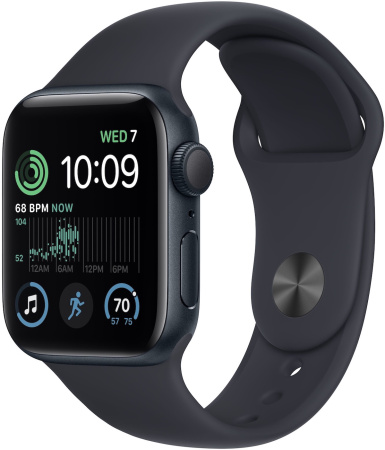 Часы Apple Watch SE (2022) 44mm Midnight Aluminum Case with Midnight Sport Band (GPS) (размер M/L)