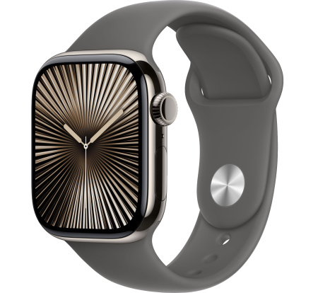 Часы Apple Watch Series 10 42mm Natural Titanium Case with Stone Gray Sport Band (GPS + LTE) (размер M/L)