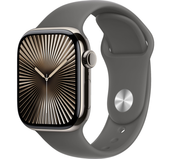 Часы Apple Watch Series 10 42mm Natural Titanium Case with Stone Gray Sport Band (GPS + LTE) (размер M/L)