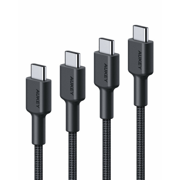 Набор кабелей Aukey USB-C to USB-C 60W (4 шт)  30cm / 1m / 2m / 3m Black