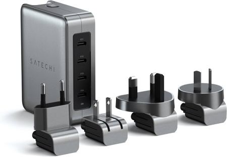 Сетевое зарядное устройство Satechi 145W USB-C 4-Port GaN Travel Charger, 4xUSB Type-C (PD) Space Gray