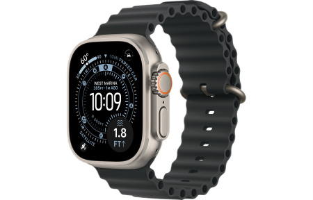 Apple Watch Ultra 3 (2025) 49mm Natural Titanium Case with Black Ocean Band (GPS + Cellular)