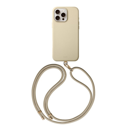 Защитный чехол Uniq Coehl Muse Leatherette MagSafe для iPhone 16 Pro Max с ремешком Cream