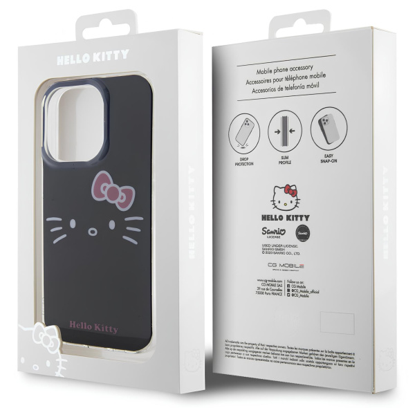 Чехол Hello Kitty для iPhone 15 Pro Max Kitty Face Hard Black