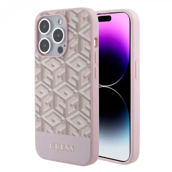 Чехол Guess для iPhone 15 Pro Max MagSafe G CUBE Hard Pink