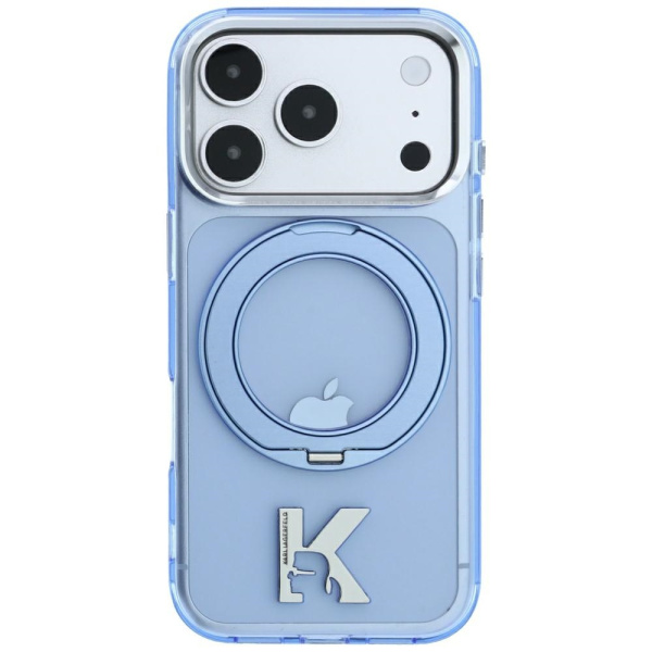 Защитный чехол Lagerfeld для iPhone 18 Pro /17 Pro Ring stand Light Blue (MagSafe)