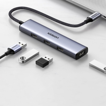 Адаптер Ugreen CM473 (20841) 4-in-1 USB Type-C to 4xUSB 3.0 HUB Space Gray