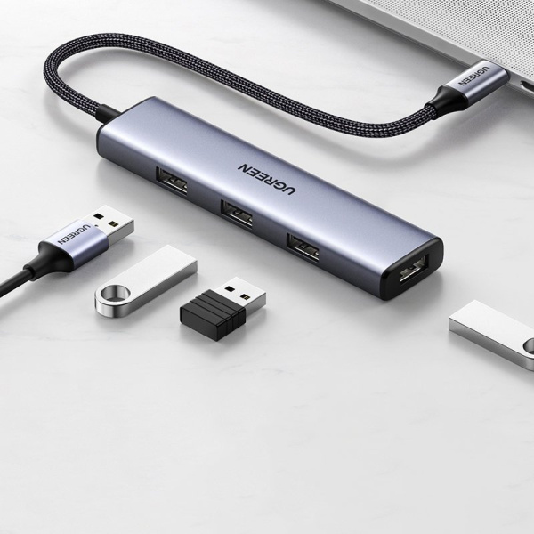 Адаптер Ugreen CM473 4-in-1 USB Type-C to 4xUSB 3.0 HUB Space Gray