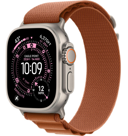 Apple Watch Ultra 3 (2025) 49mm Natural Titanium Case with Terra Cotta Alpine Loop - Small (GPS + Cellular)