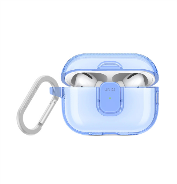 Защитный чехол Uniq для Airpods Pro 2 Glase PRO TPU Lock case Cloudy Blue
