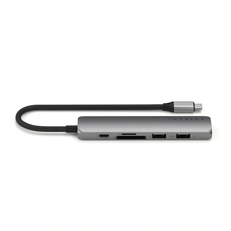 Адаптер Satechi 6-in-1 USB-C Slim Multiport Adapter 1xUSB-C PD 2хUSB-A 1хHDMI 4K @ 60Hz Micro/SD Card Space Grey