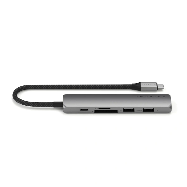 Адаптер Satechi 6-in-1 USB-C Slim Multiport Adapter 1xUSB-C PD 2хUSB-A 1хHDMI 4K @ 60Hz Micro/SD Card Space Grey