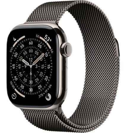 Часы Apple Watch Series 11 46mm Natural Titanium Case with Slate Milanese Loop (GPS + LTE)