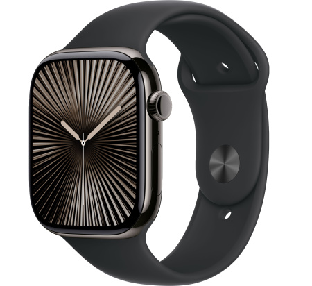 Часы Apple Watch Series 10 46mm Slate Titanium Case with Black Sport Band (GPS + LTE) (размер M/L)