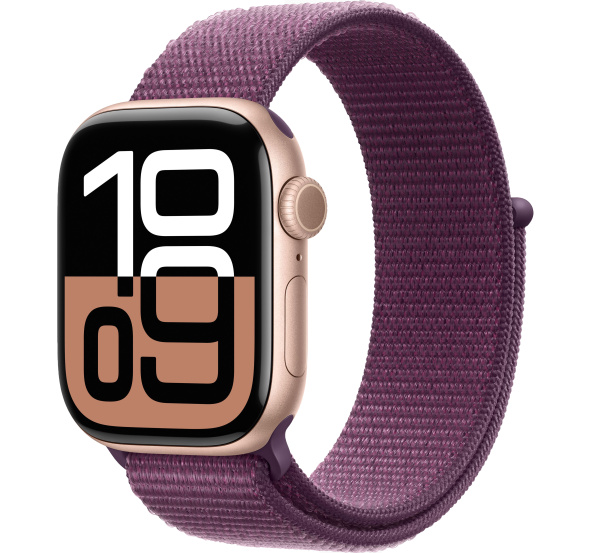 Apple Watch Series 10 42mm Rose Gold Aluminum Case with Plum Sport Loop (GPS)