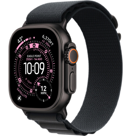 Apple Watch Ultra 3 (2025) 49mm Black Titanium Case with Black Alpine Loop - Large (GPS + Cellular)