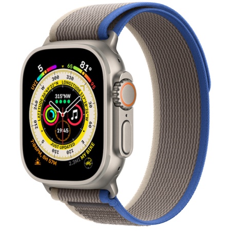 Apple Watch Ultra 49mm Titanium Case with Blue/Gray Trail Loop Band - S/M (GPS + Cellular)