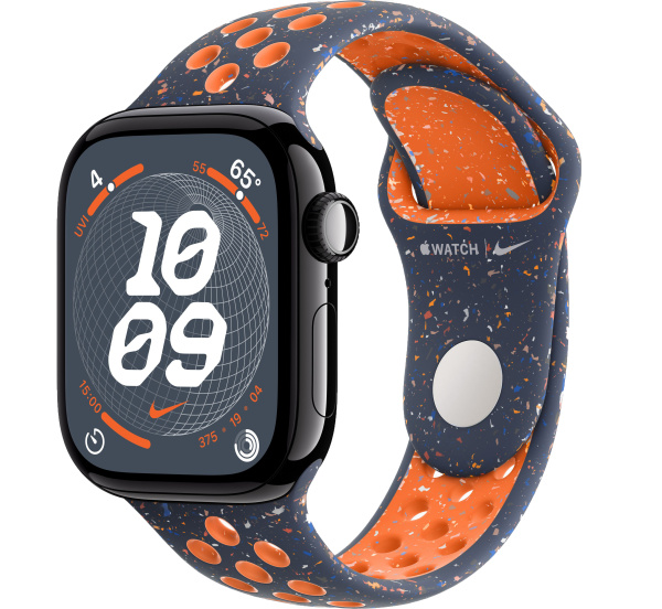 Apple Watch Series 10 42mm Jet Black Aluminum Case with Blue Flame Nike Sport Band (GPS) (размер S/M)