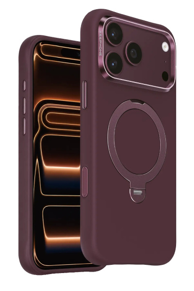 Защитный чехол Keephone Rovana Soft Touch Silicone Case With Flexible Ring (Magsafe) для iPhone 18 Pro Max/17 Pro Max Burgundy