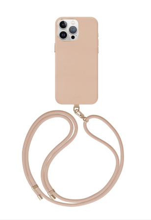 Защитный чехол Uniq Coehl Muse Leatherette MagSafe для iPhone 15 Pro с ремешком Dusty Nude