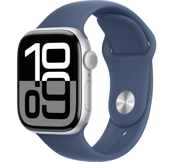 Часы Apple Watch Series 10 42mm Silver Aluminum Case with Denim Sport Band (GPS + LTE) (размер M/L)
