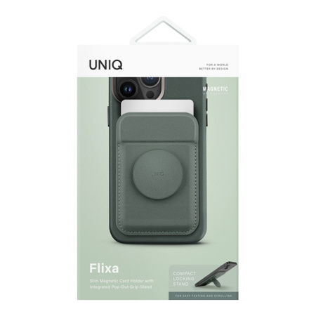 Магнитный бумажник UNIQ Flixa Magnetic Card Wallet with MagSafe Lichen Green