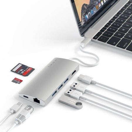 USB-концентратор Satechi Aluminum Multi-Port Adapter 4K with Ethernet V2 Silver