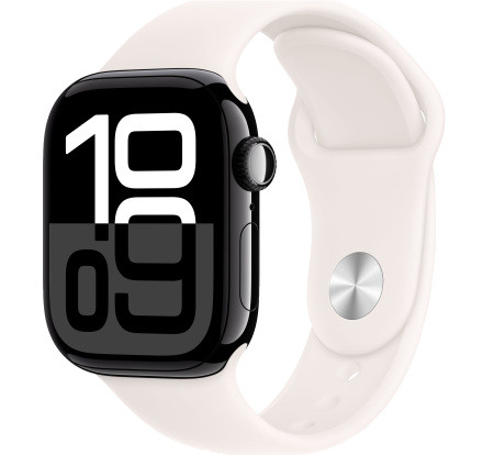 Часы Apple Watch Series 10 42mm Jet Black Aluminum Case with Light Blush Sport Band (GPS) (размер S/M)