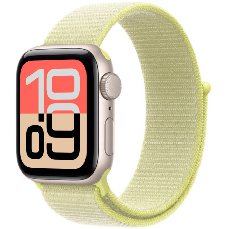 Часы Apple Watch SE 3 (2025) 44mm Starlight Aluminum Case with Neon Yellow Sport Loop (GPS)