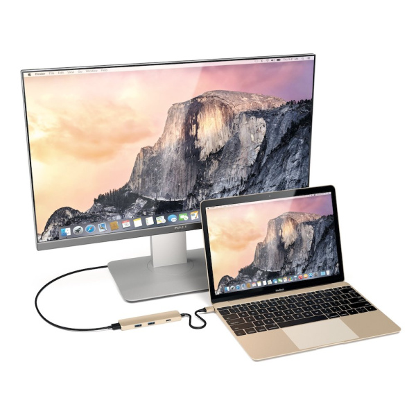 USB-концентратор Satechi Slim Aluminum Type-C Multi-Port Adapter 4K Gold ST-CMAG