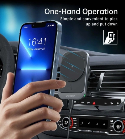 Автомобильный держатель с беспроводной зарядкой CHOETECH Magnetic Car Wireless Charger Qi