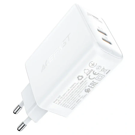 Зарядное устройство ACEFAST A29 PD50W GaN USB-C+USB-C White