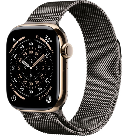 Часы Apple Watch Series 11 42mm Gold Titanium Case with Slate Milanese Loop (GPS + LTE)