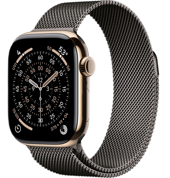 Часы Apple Watch Series 11 42mm Gold Titanium Case with Slate Milanese Loop (GPS + LTE)