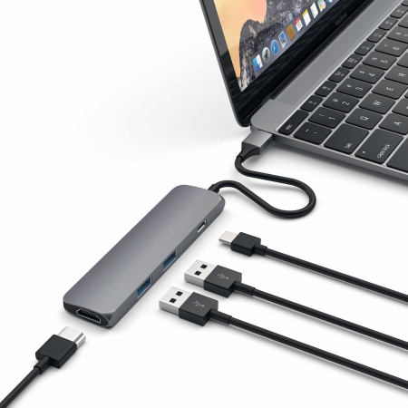 USB-концентратор Satechi Slim Aluminum Type-C Multi-Port Adapter 4K Space Gray ST-CMAM USB-концентратор Satechi Slim Aluminum Type-C Multi-Port Adapter 4K Space Gray ST-CMAM